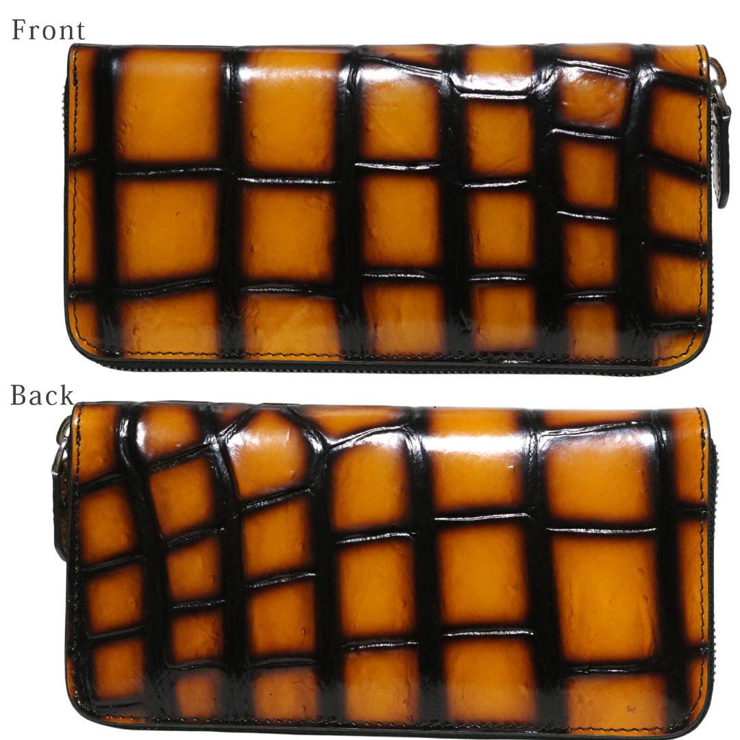 z45 クロコダイル 目地染め 長財布 メンズ レディース 新品未使用 ブランド 長財布 クロコダイル 一枚革 無双 センター取り 目地染め かぶせ 100万